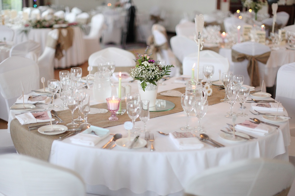 rustic white wedding table decor runner